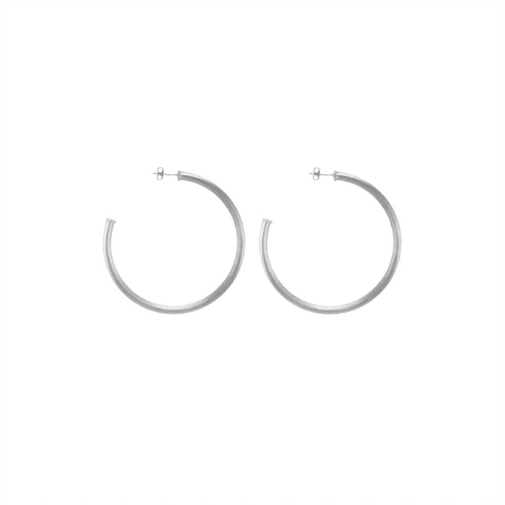 NEW SHEILA FAJL women's favorite hoops in brushed silver